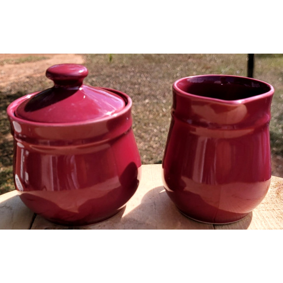 Newcor Regency Williamsburg Creamer & Sugar Bowl Set Japan Red Floral Country - Picture 10 of 16